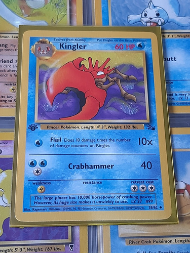 Kingler 38/62,original De Pokemon Tcg,1999.