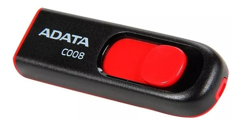 Memoria Usb 16gb Adata Retractil 2.0 C008 Nueva Negra Rojo