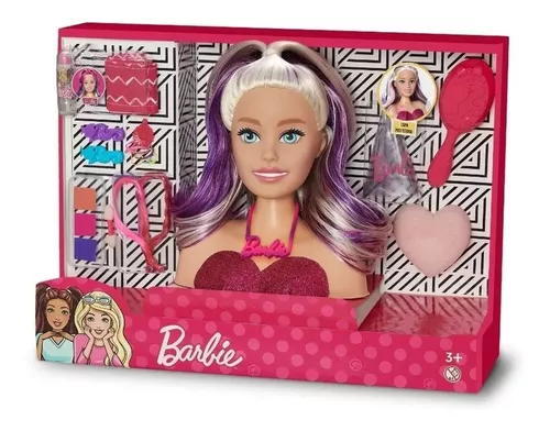 Maquiagem infantil Playset Estilo Cabeça Boneca Penteado Jogo de Be