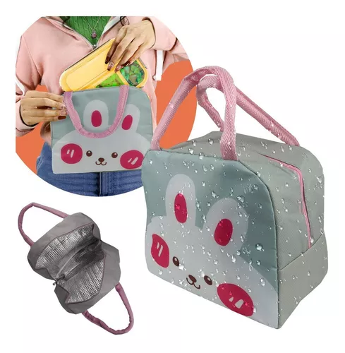 Bolsa Térmica Infantil Lonchera Con Gran Capacidad Almuerzo Color Gris  Conejo