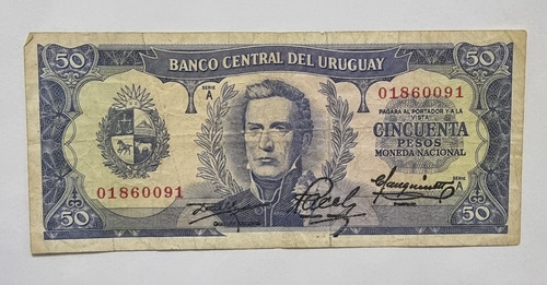 Billete De 50 Pesos Moneda Nacional Del Uruguay -  Año 1967