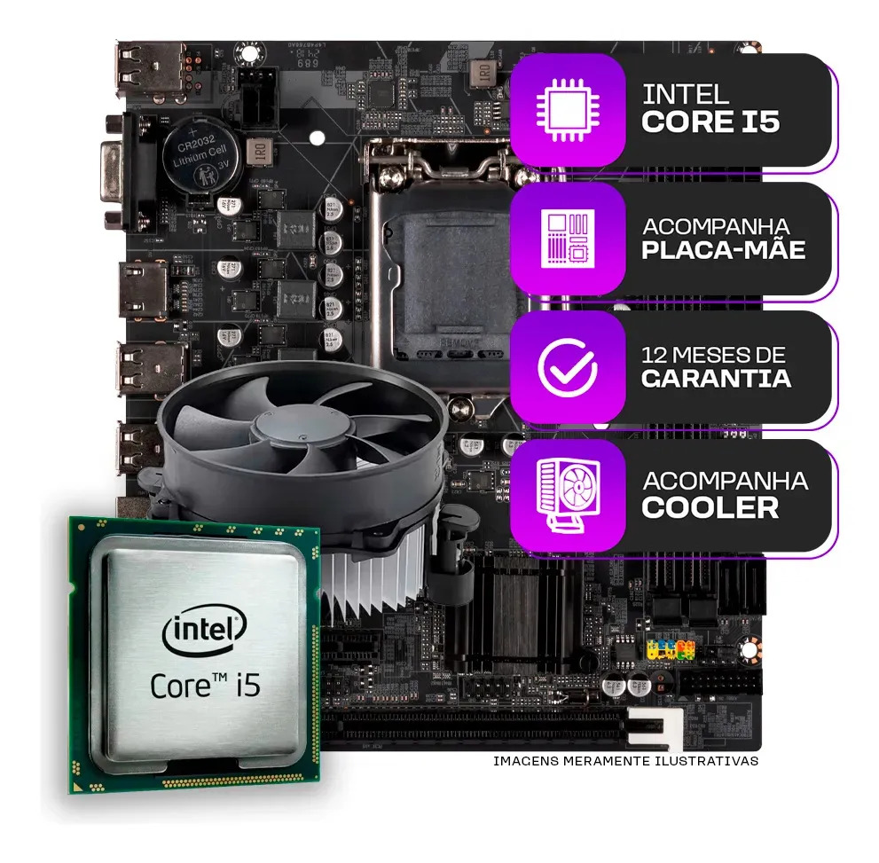 Kit Upgrade Intel I5-3470 + Cooler + Placa Mãe 1155 Cor Preto