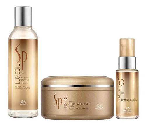 Kit Shampoo Máscara E Óleo Wella Sp Luxe Oil Keratin