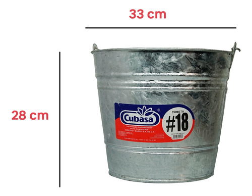 Cubeta De Lamina Galvanizada. 17 L - #18 Cubasa / 2 Pza