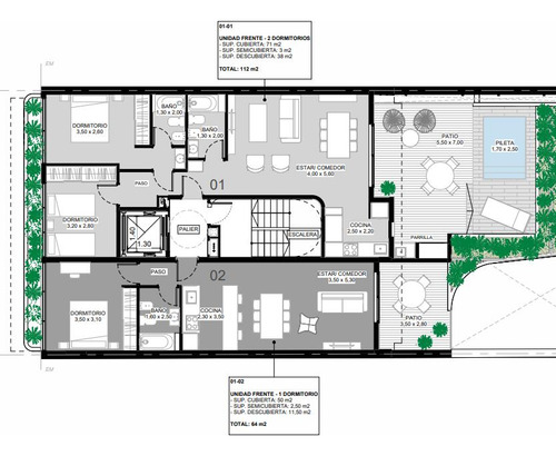 Departamento En Centro Con Patio Y Pileta Exclusivos