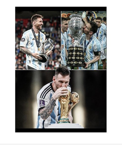 Fondo De Tela Messi Campeón Qatar, Copa América Y Super Copa