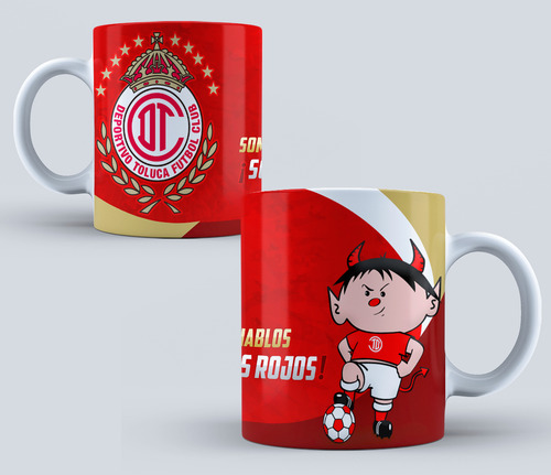 Taza Fut Bol Liga Mx, Equipo, Toluca,  Somos Diablos Rojos 