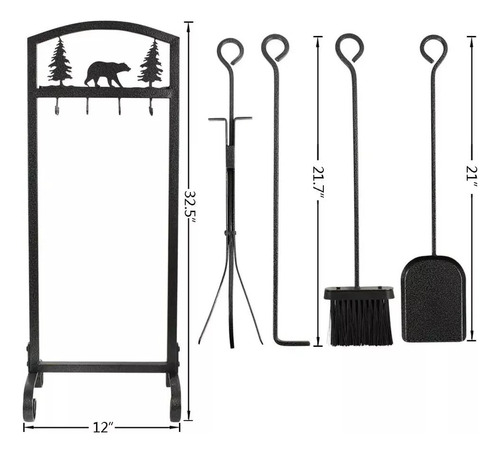 Set De Estufa A Leña 30x21x82cm.