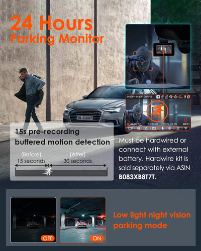 Dash Cam Vantrue E2 Delantera Y Trasera 2.7k + 2.7k Para Coc