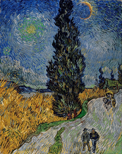 Cuadro Sobre Lienzo Sublimado Van Gogh Camino Con Cipres 