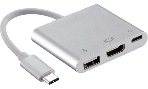 Adaptador Usb-c A Hdmi Usb 3.0 Tipo C 3.1 Mac Cable Color Gris 10 cm