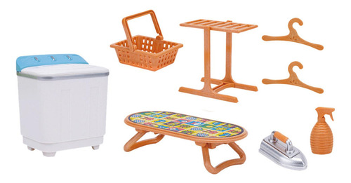 8 Piezas Mini Muebles De Lavandería Juego De Imaginación