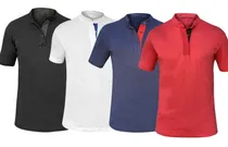 Comprar Kit 4 Camisas Peruana Gola Padre Malha Slim Masculina Lisa