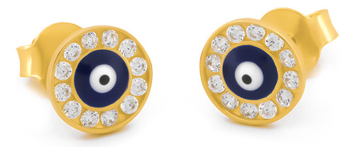 Aretes Ojito Turco 0.7 Cm Oro Sólido 14k