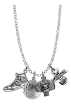 Comprar Collar Deportes Dije Balón Deportista Colgante Cadena Acero Plateado Básquetbol Basketball