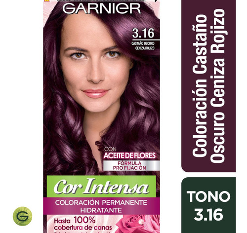 Tintura Garnier Cor Intensa 3.16 Castaño Oscuro Ceniza Rojiz Tono 316 Castaño Oscuro Cenizo Rojizo