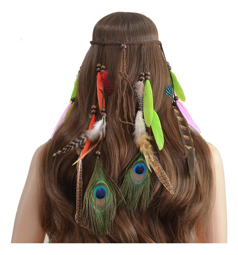 Lll A 2pcs Diadema De Pelo Con Plumas De Pavo Real