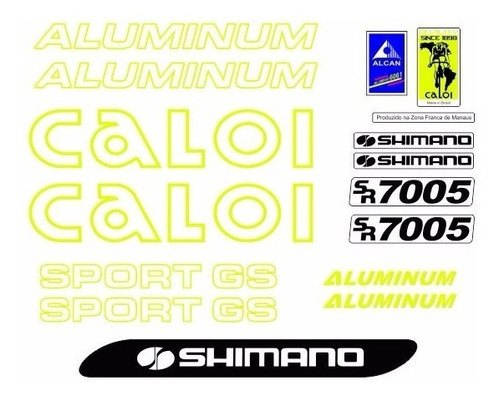 Adesivo Bicicleta Antiga Caloi Aluminum Sport Gs Amarelo