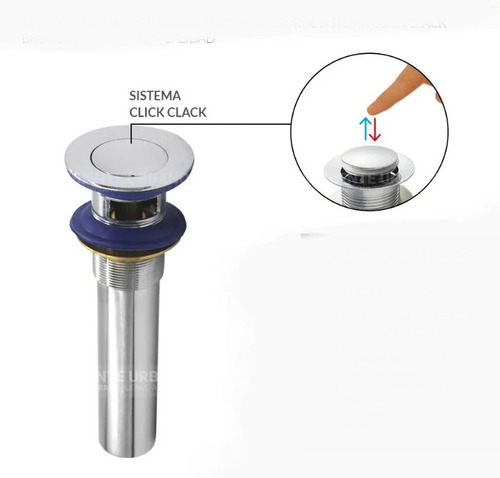 Desagüe Automático, Sistema Push Boton, S/rebose,30cm, Acero