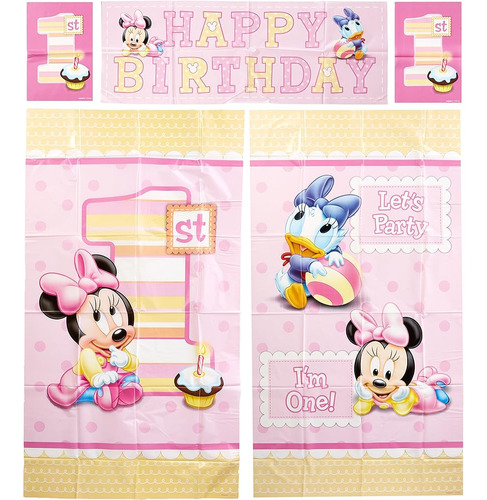 ~? Amscan Disney Baby Minnie Mouse 1st Birthday Scene Setter