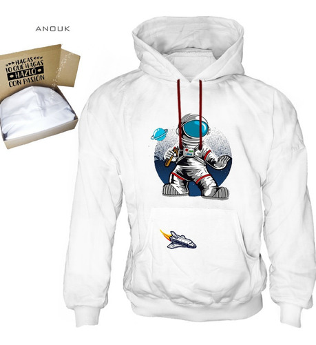 Imagen 5 de 10 de Buzo Hoodie Personalizado Saco Astronauta Art Unisex Algodón