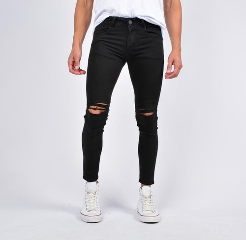 Jeans Negro Roto