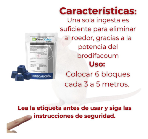 Cebadero Trampa + 1kg Cebo Kit Control De Ratas Klerat Cubo