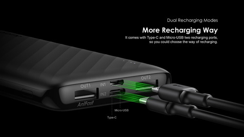 Imagen 2 de 4 de Power Bank Oraimo Opb-p118d 10000mah 2usb Bateria Externa