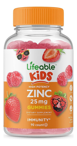 Suplemento Gomitas De Zinc Realistas Para Niños, 25 Mg 90un