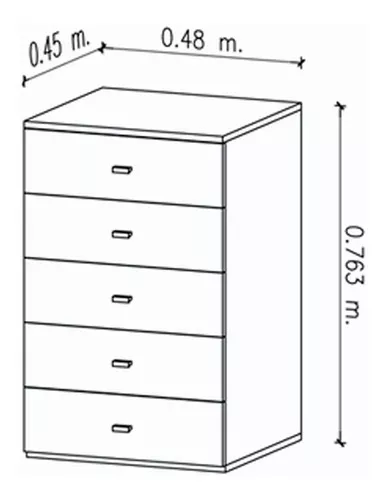 Cajonera Melamina Blanca 5 Cajones Placard 48x45x77 Color Blanco