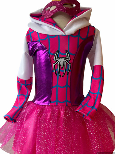 Disfraz Costume Niña Spider Girl Gwen Stacy Fucsia