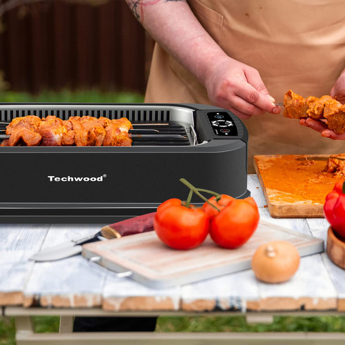 Parrilla Eléctrica Sin Humo 1500 W Con Tapa De Vidrio