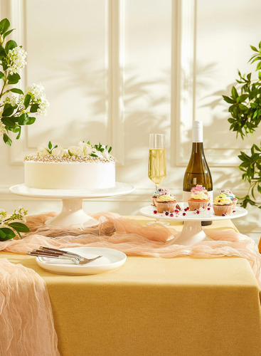Soporte Para Pastel Porcelana De 30 Cm, Redondo, Blanco, Per