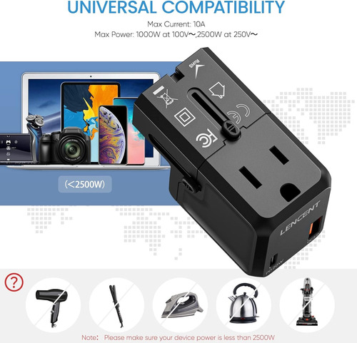 Mini Adaptador De Viaje Corriente Cargador Multicontactos