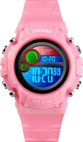 Reloj Skmei 1477 Niños Luz Multicolor Crono Alarma Gtia