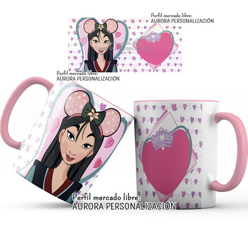 Mug  Taza Oreja Rosada Princesas Disney Regalo 005