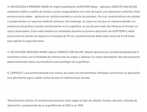 Imagen 5 de 8 de Acriterm, Impermeabilizante 5 Años, Cubeta 19l Blanco