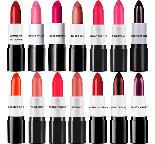 Kit 13x Batons Cremosos Natura Faces Sortidos 3,5g