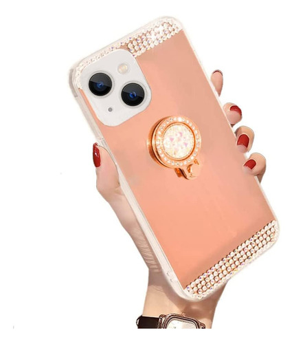 Poowear Para iPhone 13 Diamond Glitter Case Espejo Lindo Con