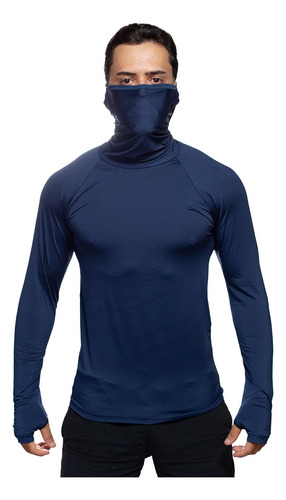Camisa Segunda Pele Proteção Uv50 Malha Fria Com Capuz Touca