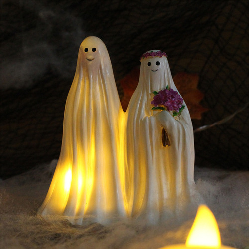 Adorno De Halloween En Forma De Fantasma De Resina Con Luces