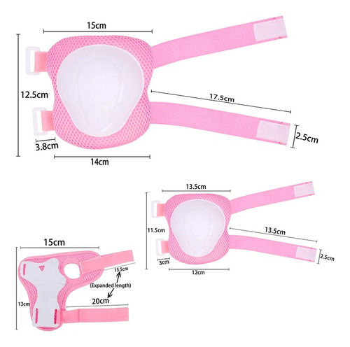 Set De Protección Niñas Rosado Rodillera Codera Muñequera