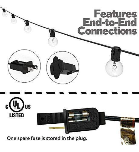 Luces De Cuerda Lampat, 25ft G40 Con Bombillas - Ul Listd,