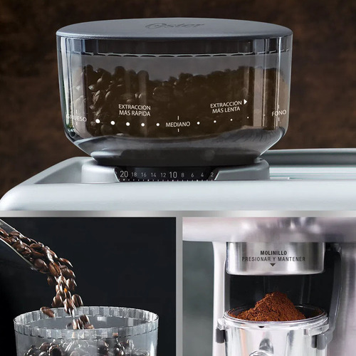 Cafetera Espresso Oster Perfect Brew 15 Bar Molino Integrado Color Acero inoxidable