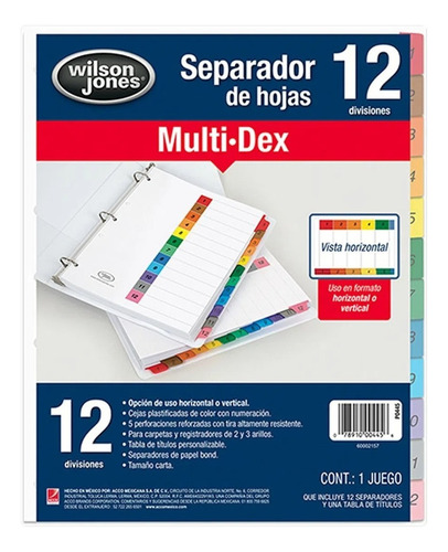 Separador Acco P0445 445 Multidex Basic 12 Divisiones /v