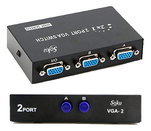 Conmutador 2 En 1 Switch Divisor Monitor Vga 2 Puertos