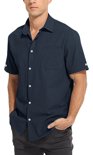 Camiseta Hawaiana Para Hombre Camisa Casual Boton Raya S