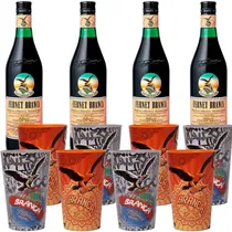 Comprar 4 Fernet Branca 750ml + 8 Vasos Branca Art Vol. 2 De Regalo