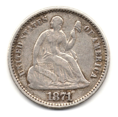 Estados Unidos Medio Dime 1871 Plata