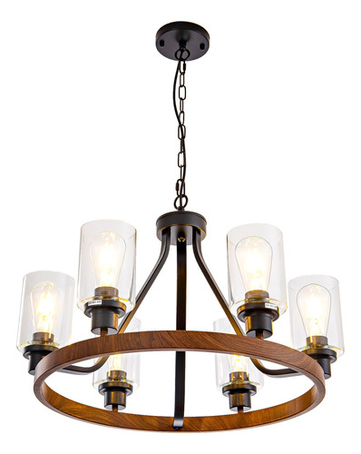 Hccz Candelabro De Granja De 6 Luces Para Comedor, De Madera